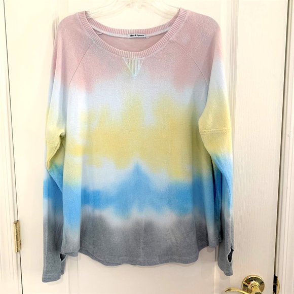 Theo & Spence Nordstrom Tie Dye Top Crew Neck Thumbhole Sweatshirt Size XL - Picture 4 of 9